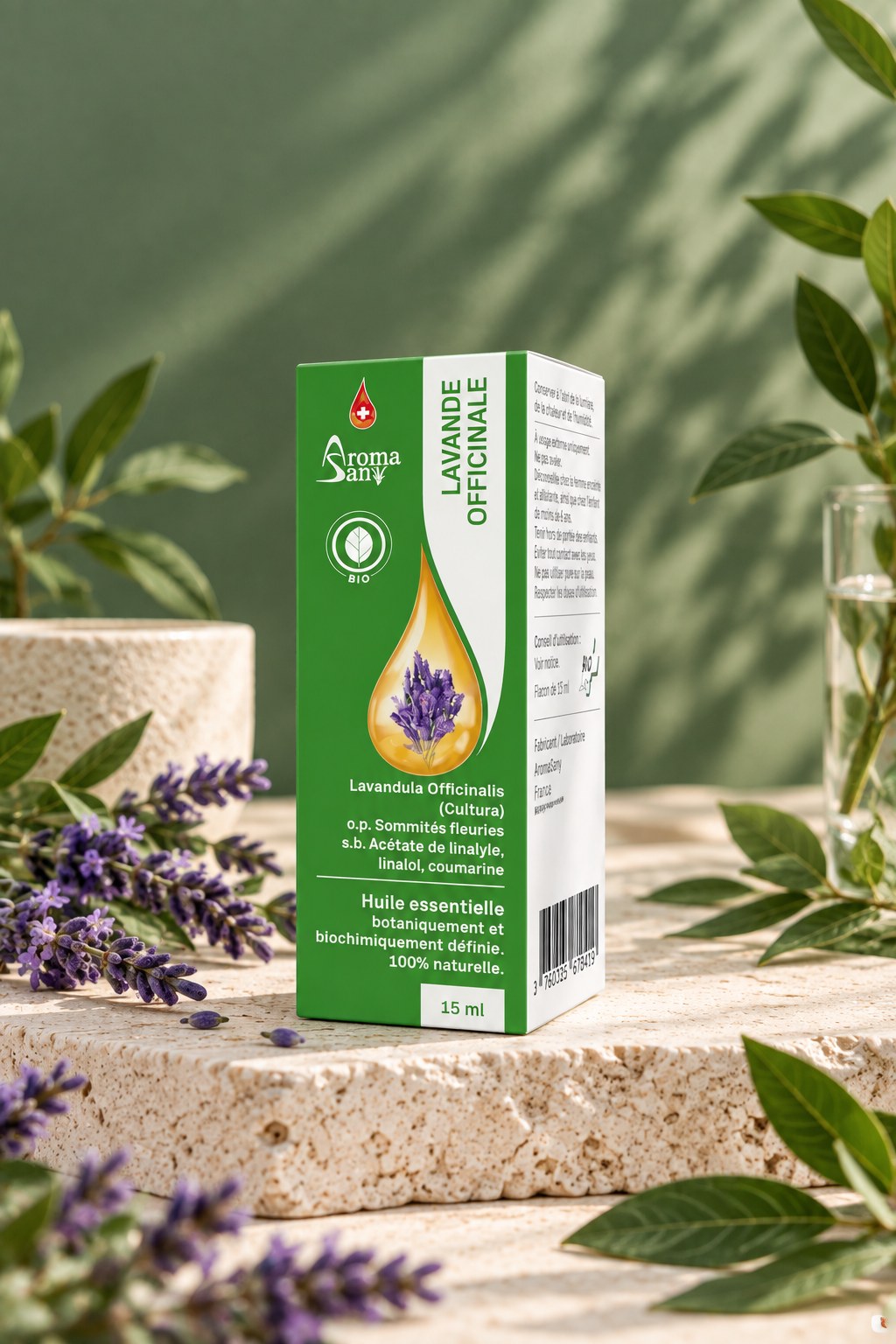 Huile essentielle de lavande officinale bio Aromasan, flacon de 15 ml