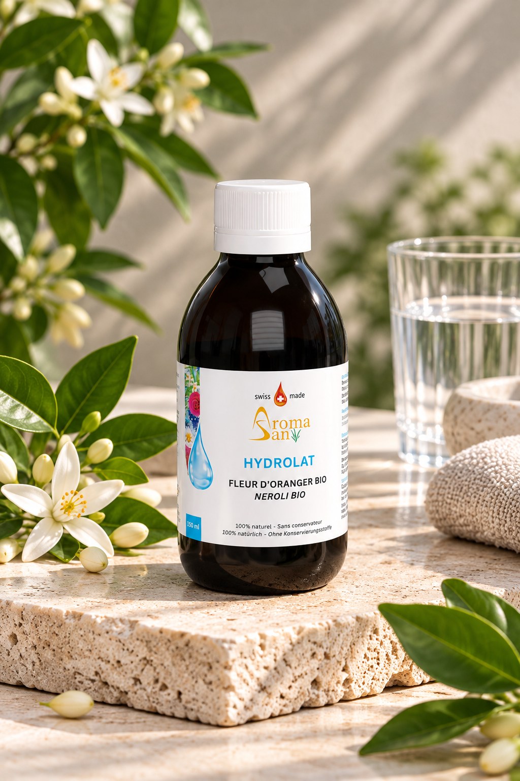 Hydrolat de fleur d oranger bio Aromasan, flacon de 150 ml